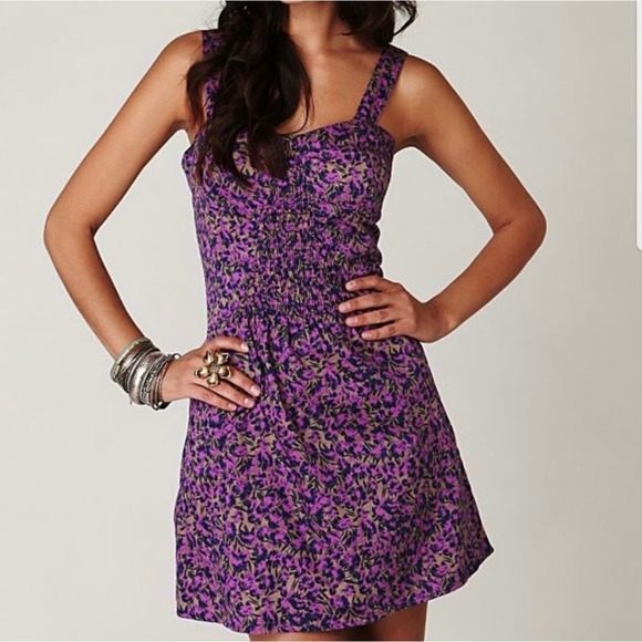 Free People Dresses & Skirts - Free People Dandelion Floral Mini Dress Purple Size 2